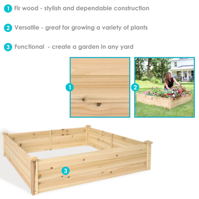 Square Wood Raised Garden Bed - 48" x 48"