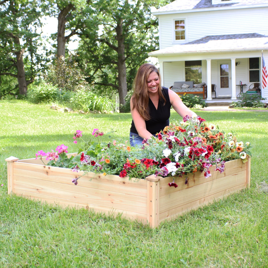 Square Wood Raised Garden Bed - 48" x 48"
