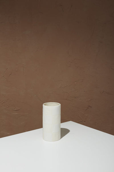Off-White Checkerboard Vase, Small