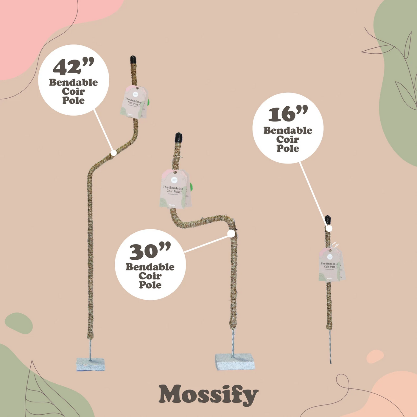 Mossify 42" Bendable Coir Pole