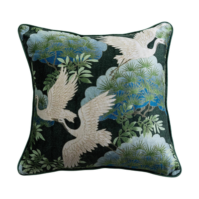 18" Cotton Velvet Swan Pillow