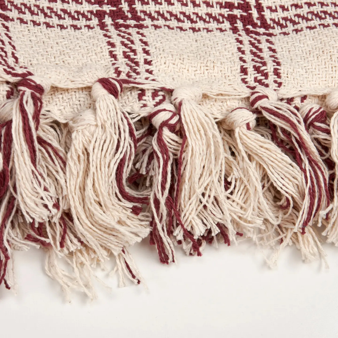 Burgundy Plaid Throw Blanket