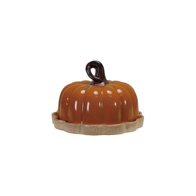 4"H Stoneware Pumpkin Shaped Butter Dish