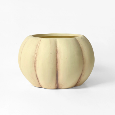 Matte Ceramic Pumpkin Planter - Ivory, Small