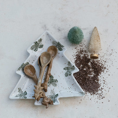 9"L Stoneware Tree Shaped Plate