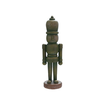 13-1/4"H Resin Soldier, Wood Finish, Green