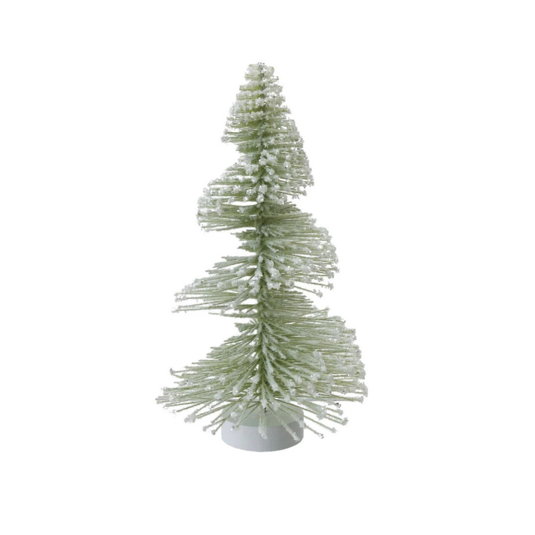 6" Bottle Brush Tree, Snow Finish, Sage