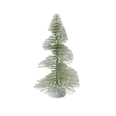 6" Bottle Brush Tree, Snow Finish, Sage