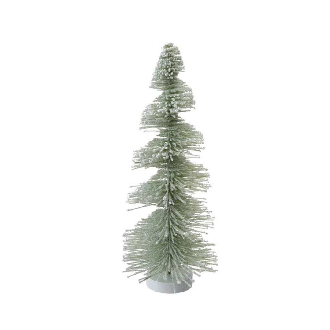 12" Bottle Brush Tree, Snow Finish, Sage