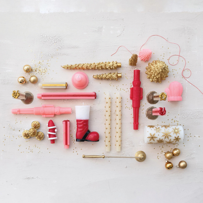 4"H Unscented Package Shaped Taper Candles, Pink & Red