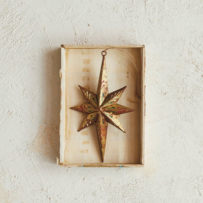 Hand Painted Metal Star Ornament, Multi