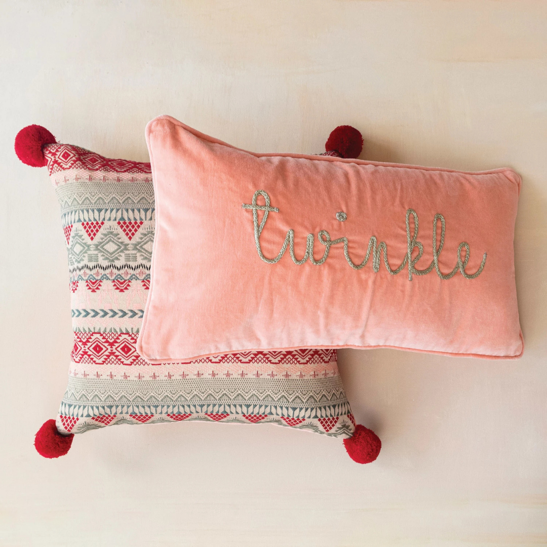 24"L Velvet Lumbar Pillow, "Twinkle"
