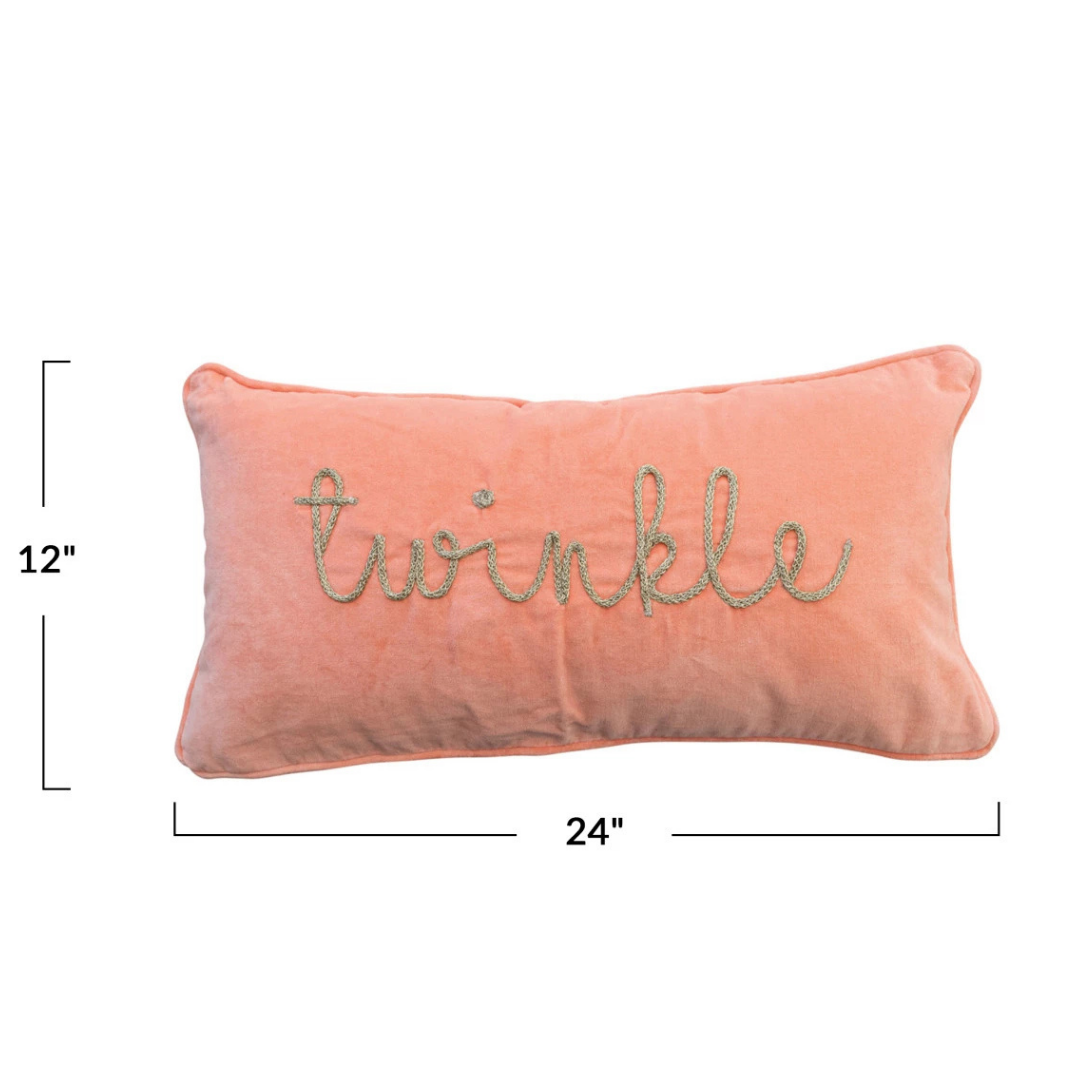 24"L Velvet Lumbar Pillow, "Twinkle"