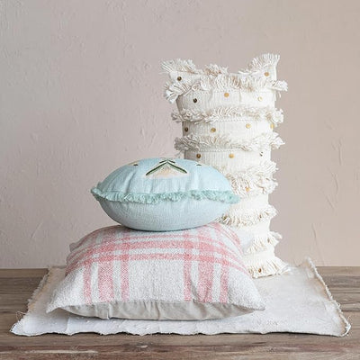 16" Round Cotton Printed Pillow w/ Emb Dove