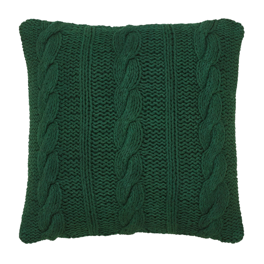 18" Cable Knit Sweater Pillow, Green