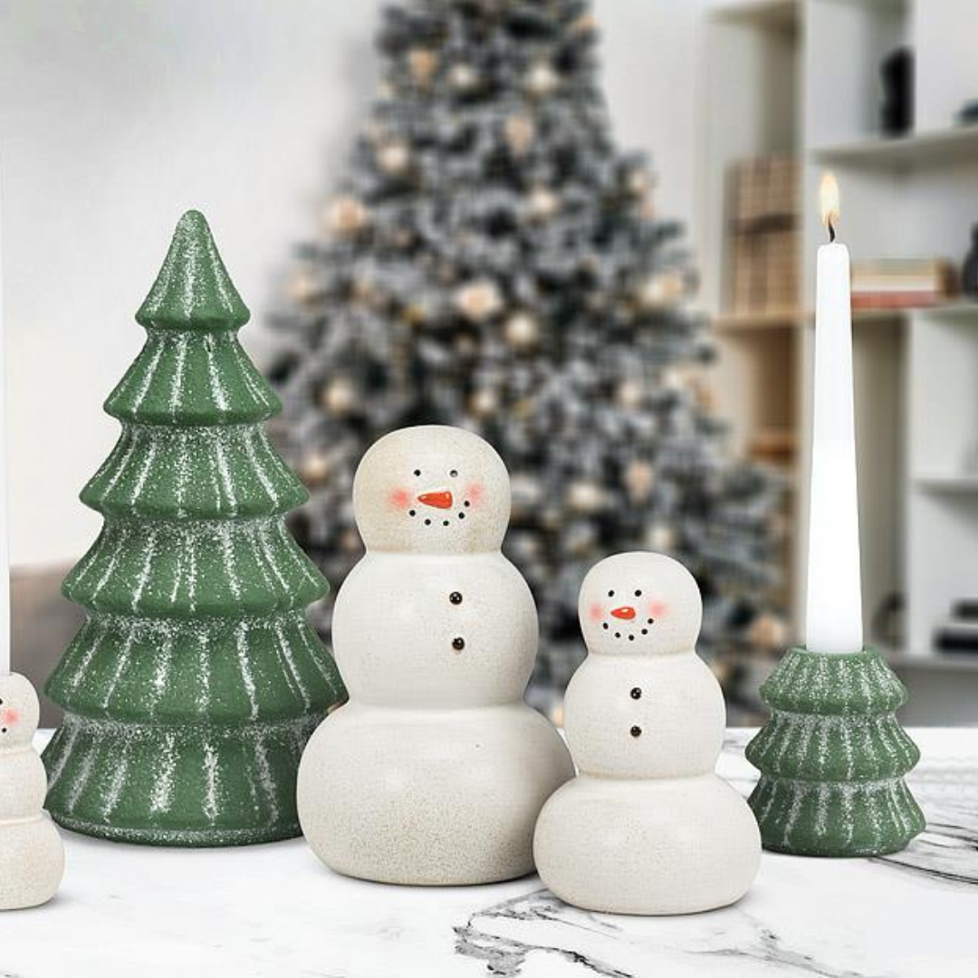 Snowy Evergreen Tree Taper Holder