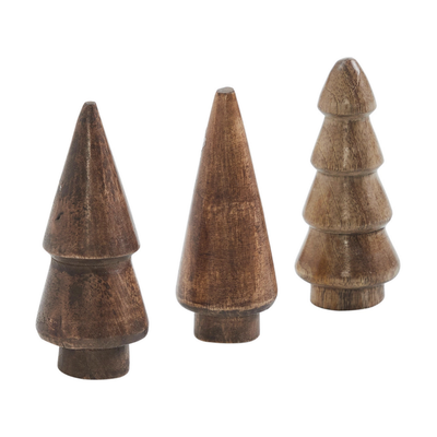 Conical Dark Wooden Trees (Set of 3)