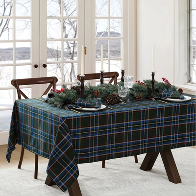 Stowe Tartan Holiday Plaid Cotton Christmas Tablecloth