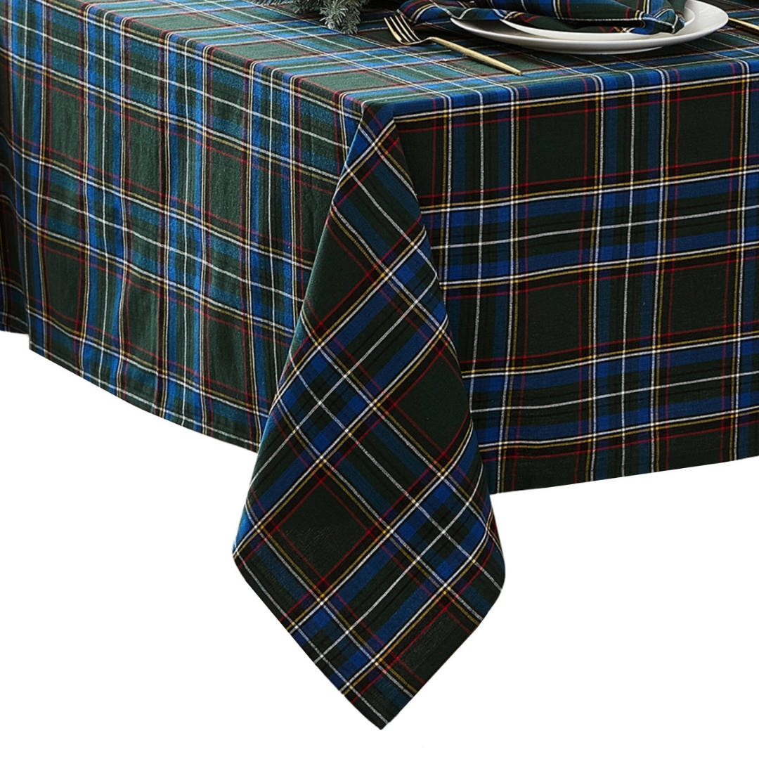 Stowe Tartan Holiday Plaid Cotton Christmas Tablecloth