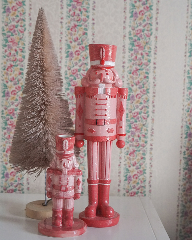 12" Resin Nutcracker, Pink & Red