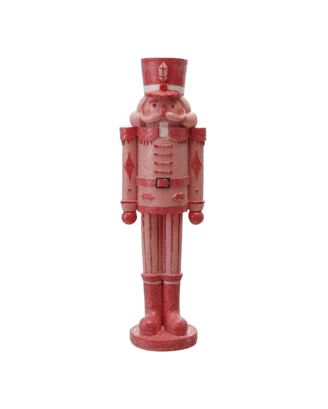 12" Resin Nutcracker, Pink & Red