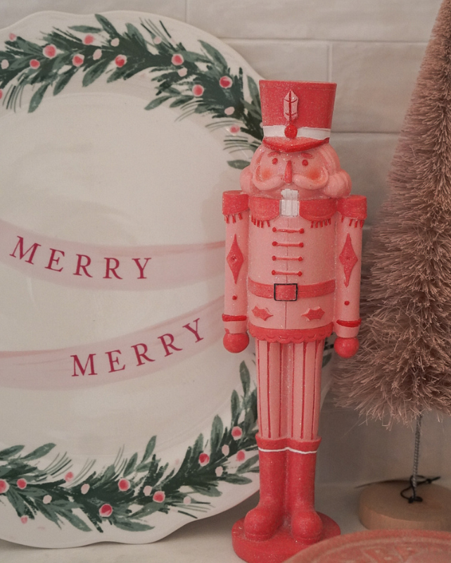 12" Resin Nutcracker, Pink & Red