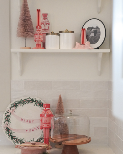 6" Stoneware Nutcracker Taper Holder, Pink & Red