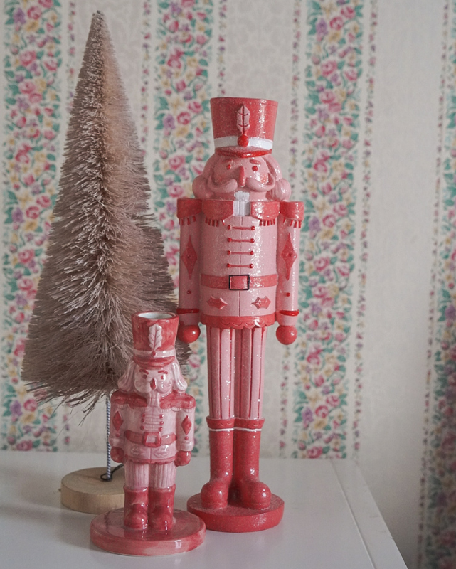 6" Stoneware Nutcracker Taper Holder, Pink & Red