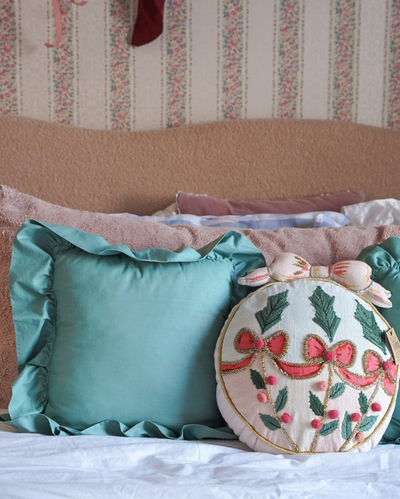 Ornament Shaped Pillow w/ Embroidery