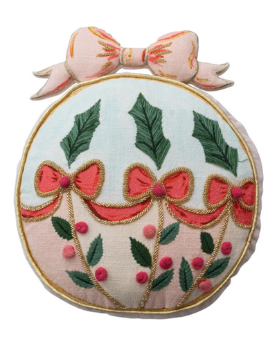 Ornament Shaped Pillow w/ Embroidery