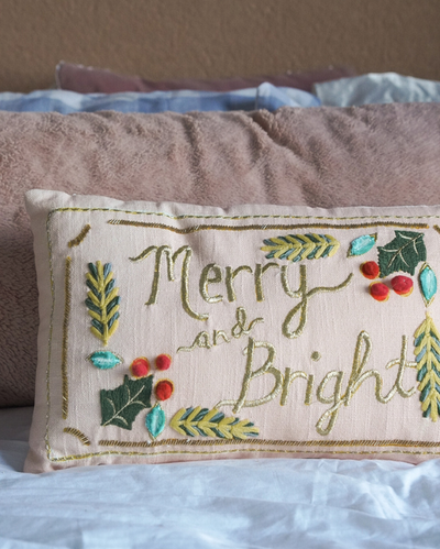 "Merry & Bright" Cotton Lumbar Pillow