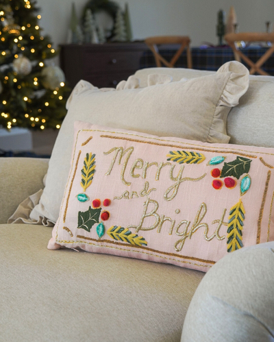 "Merry & Bright" Cotton Lumbar Pillow