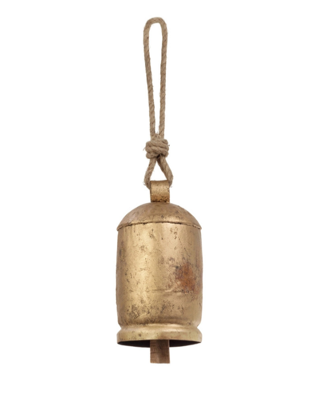 7.75" Long Gold Bell with Jute