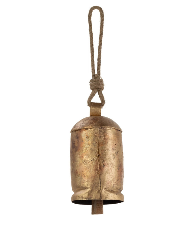 7.75" Long Gold Bell with Jute