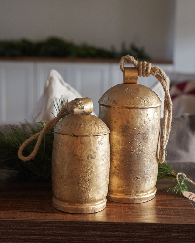 10.25" Long Gold Bell with Jute