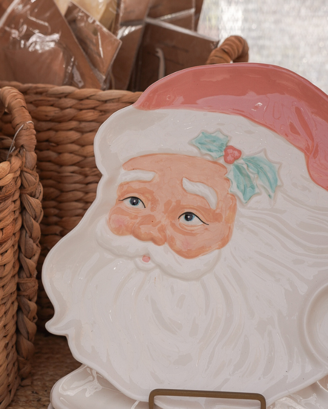 Pink Santa Ceramic Platter