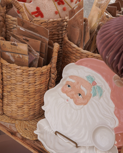 Pink Santa Ceramic Platter