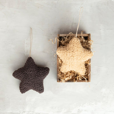 4-1/2"H Faux Sherpa Star Ornament