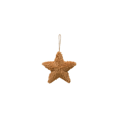 6-3/4"H Fabric Star Ornament, Brown