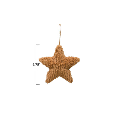 6-3/4"H Fabric Star Ornament, Brown