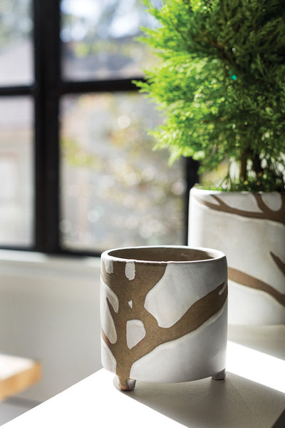 White Sprig Pot, 4"