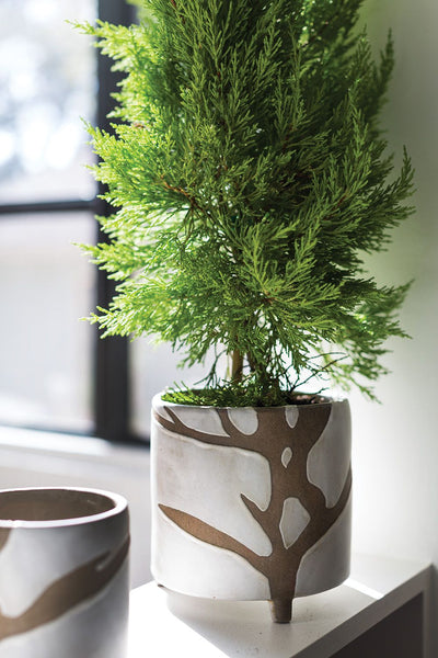 White Sprig Pot, 6"