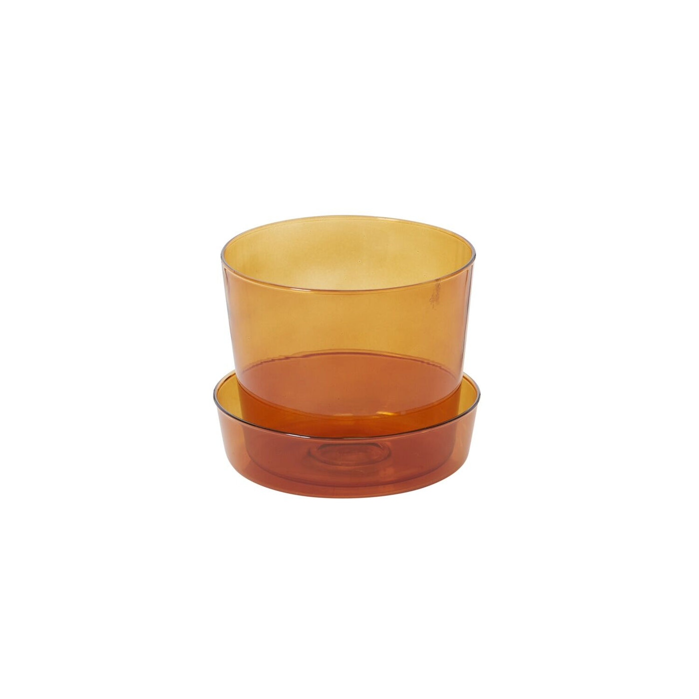 Amber Glass Pot w/ Saucer, 4"