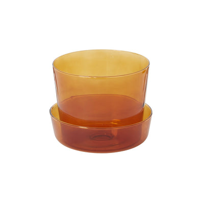 Amber Glass Pot w/ Saucer, 5"