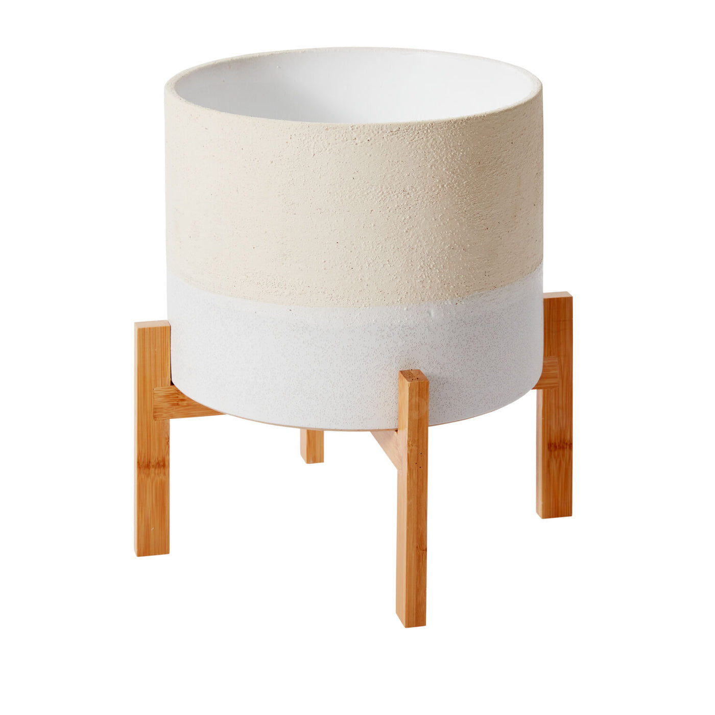 White Calvia Pot with Stand, 10"