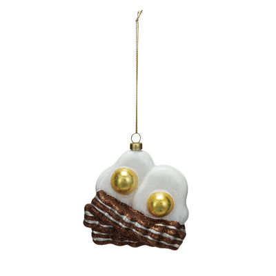 Glass Fried Eggs & Bacon Ornament