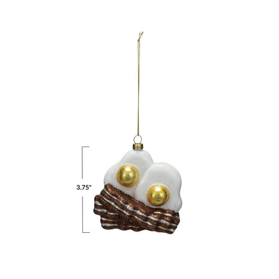 Glass Fried Eggs & Bacon Ornament