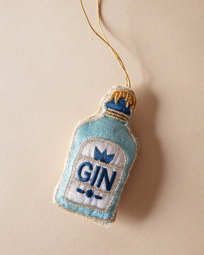 Embroidered "Gin" Bottle Ornament