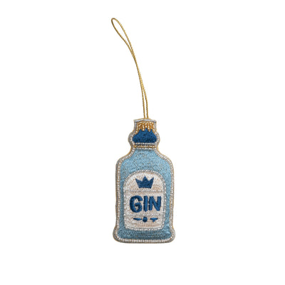 Embroidered "Gin" Bottle Ornament