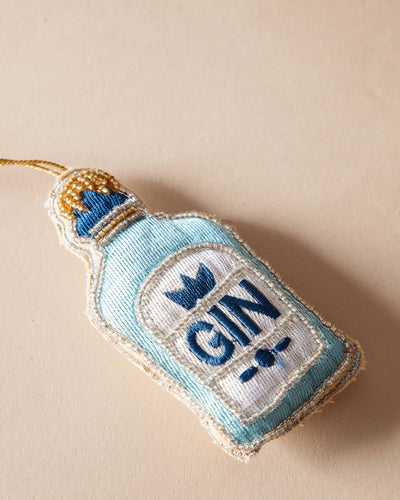Embroidered "Gin" Bottle Ornament
